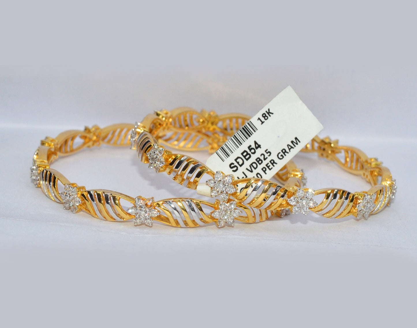 18k Enticing Yellow & White Gold Bangles