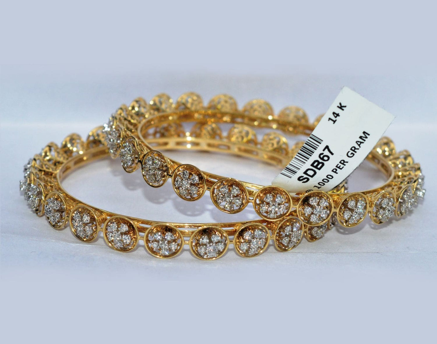 Gracious 18k Diamond Stone Gold Bangle