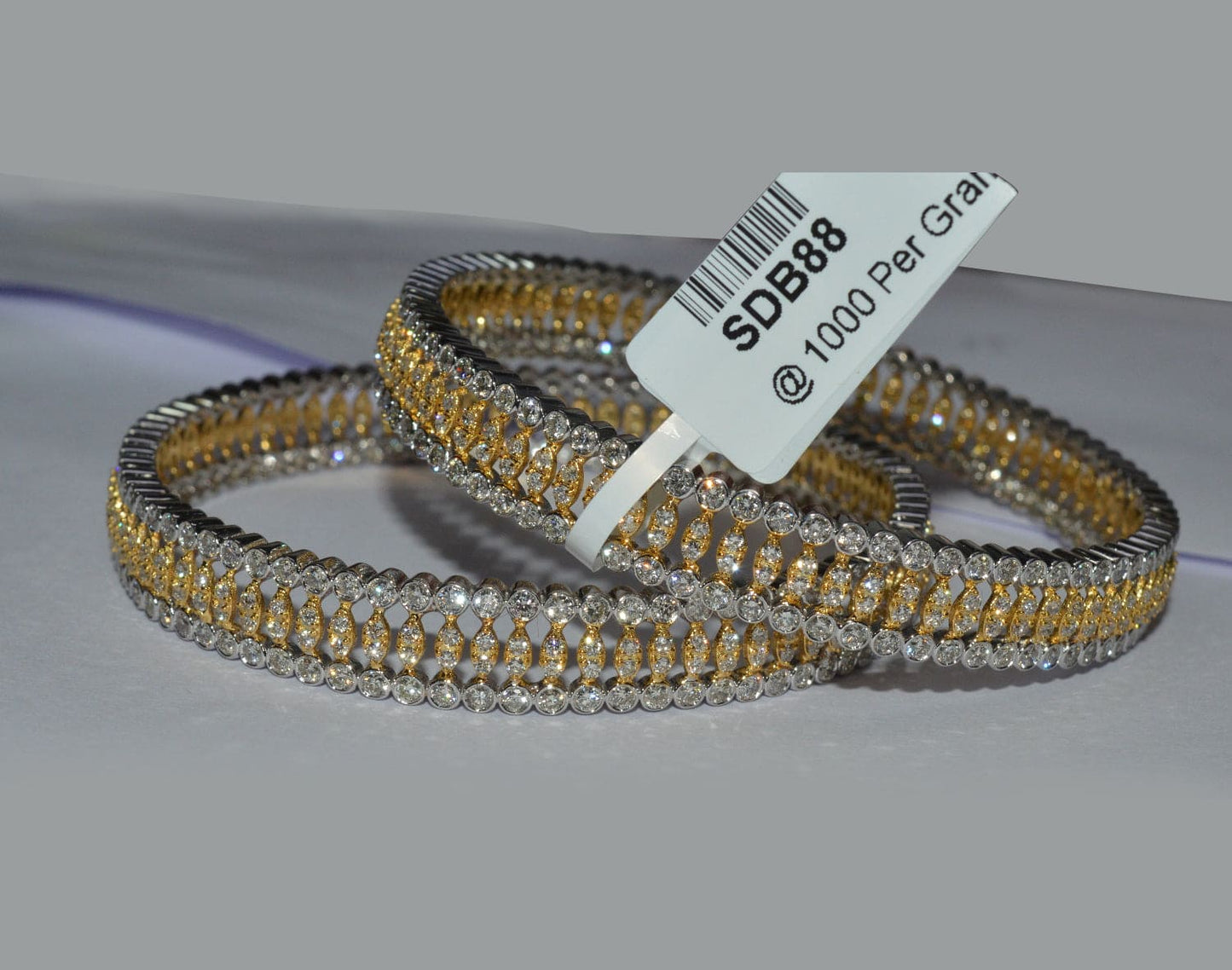 Timeless 18k Yellow Gold & Diamond Stone Bangle