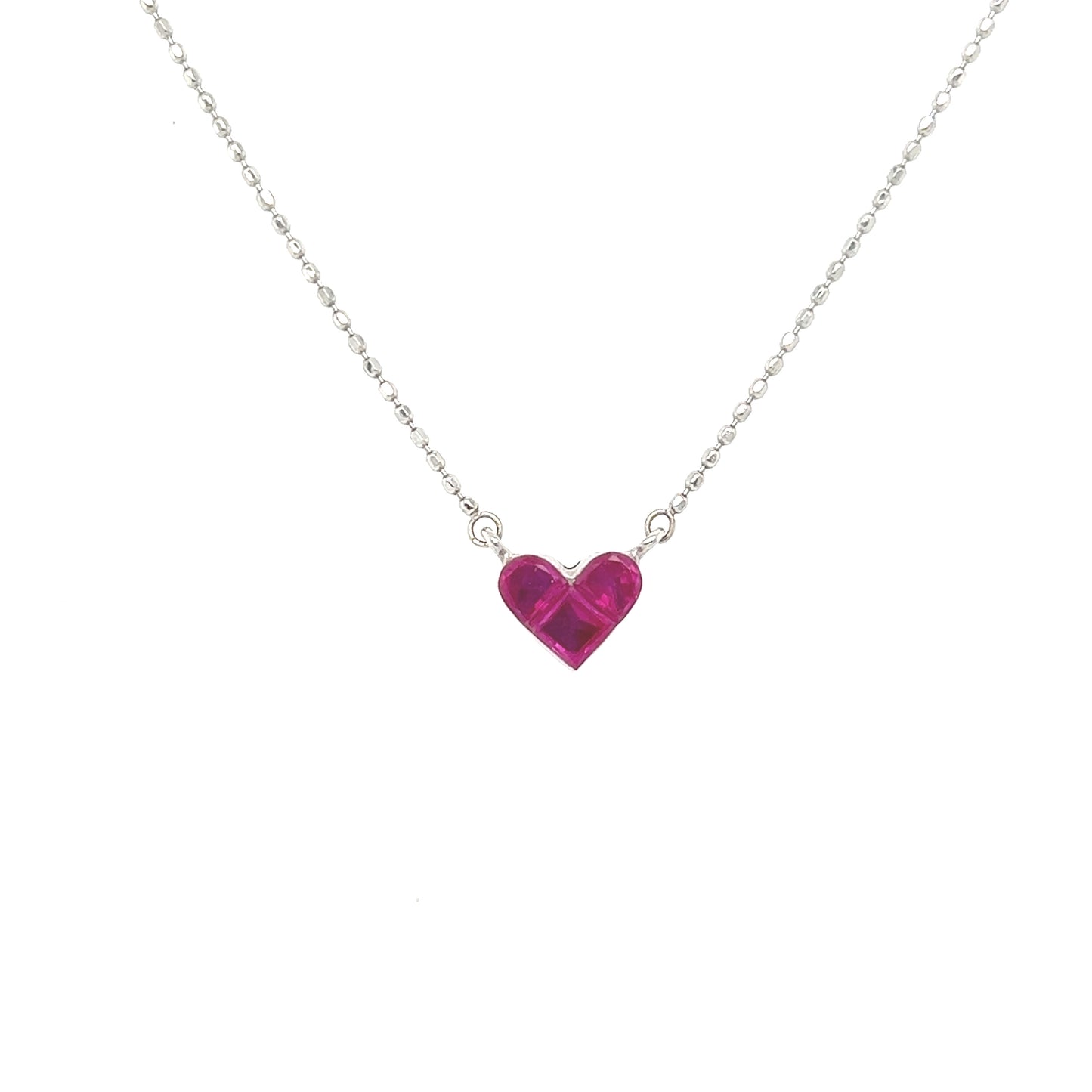 K14 Ruby in Heart Necklace