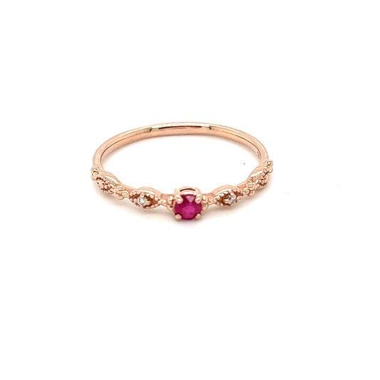 10K Glass Filled Ruby diamond ring
