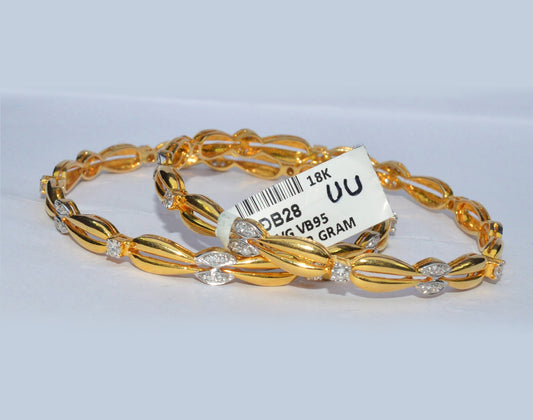18k Serene Yellow Gold & Diamond-stone Bangle