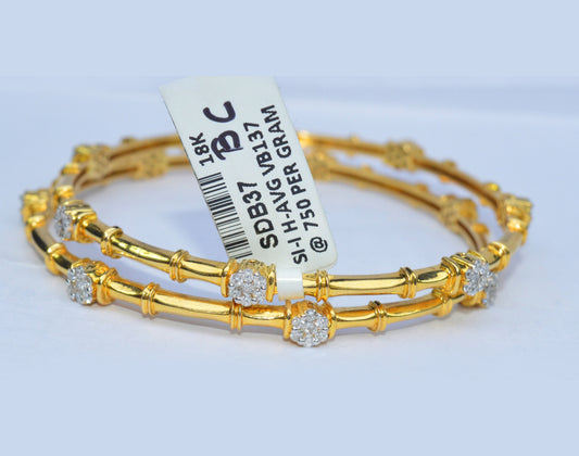 Elegant 18k Sleek Yellow Gold Bangles