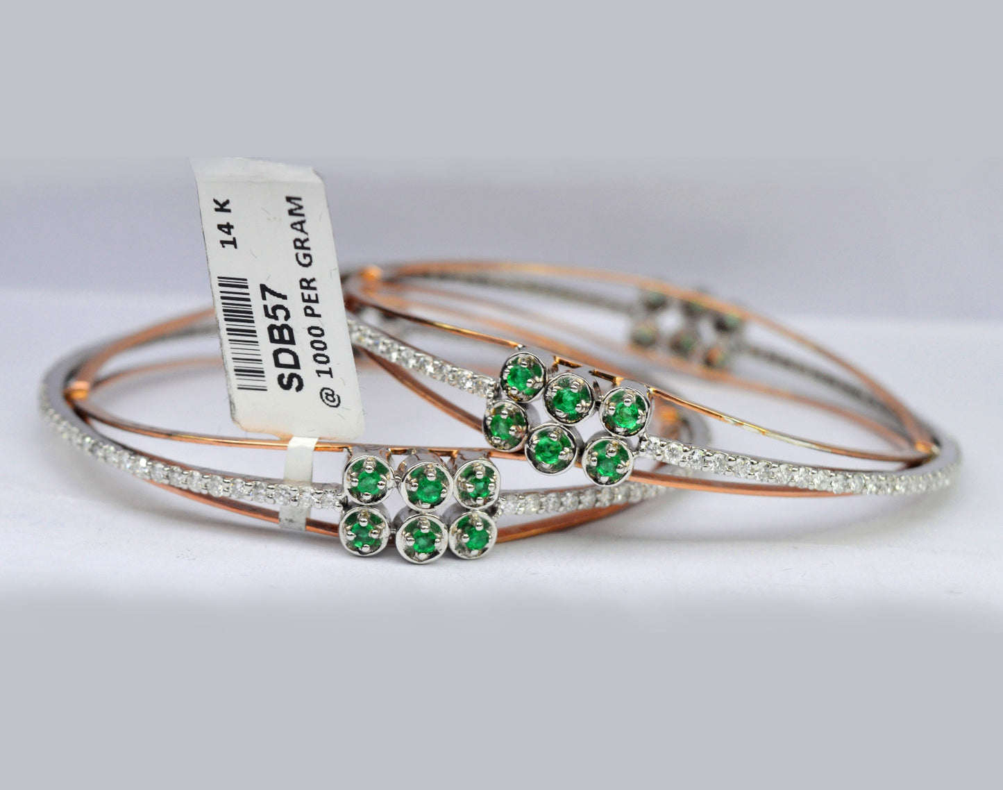 18k Rose Gold & Emerald Stone Bangle