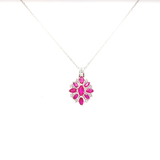 K10 Flattering Floral Ruby Necklace