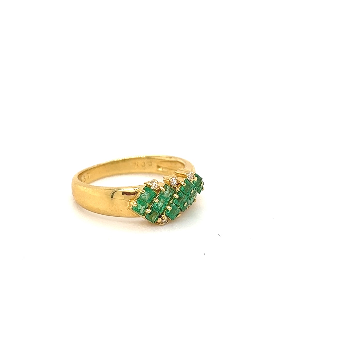 K18 Classic Emerald Cluster Ring