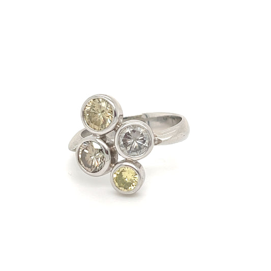 PT900 Edgy Colour Diamond Solitaires' Ring