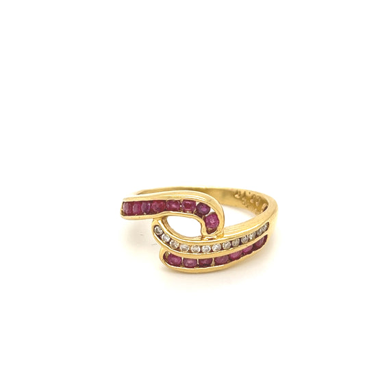 K18 Classic Ruby Diamond Band