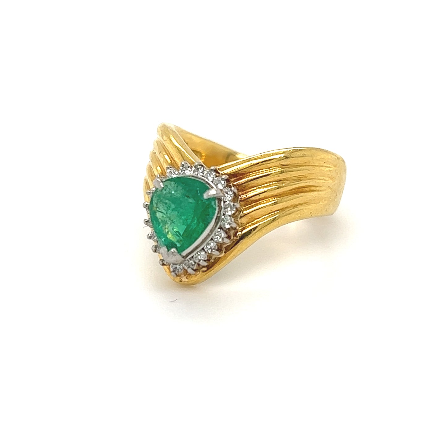 K18 Soulful Pear Drop Emerald Ring