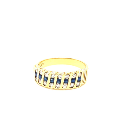 18K Diamond and sapphire band