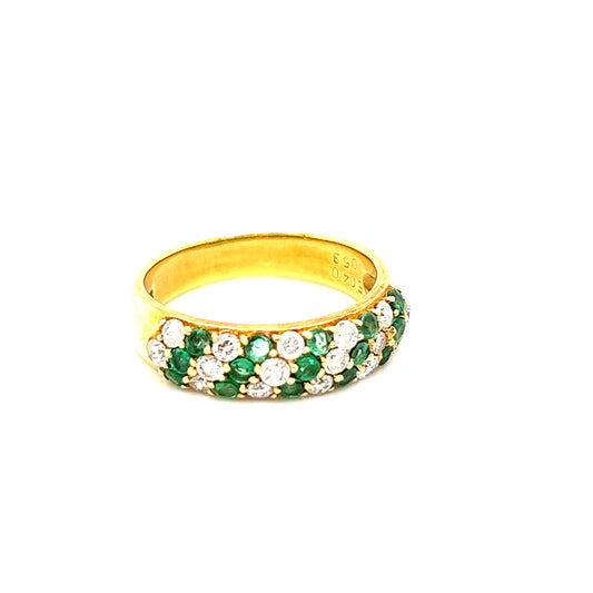 18K Diamond And Emerald band