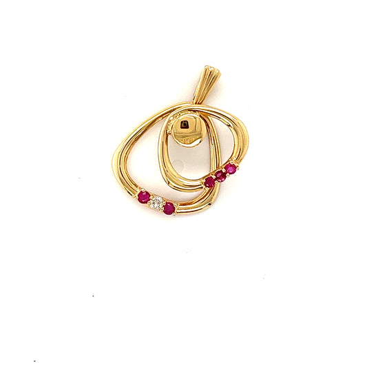 Estate Ruby Diamond Pendant