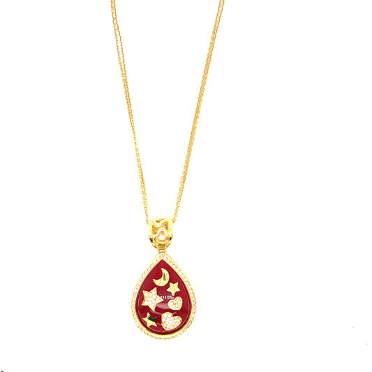 Gold Vermeil Teardrop Necklace with cubic Zirconia