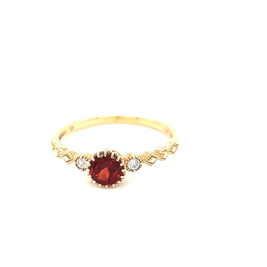 10K Garnet Diamond Ring