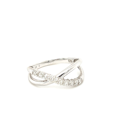 10K Crossover Diamond Ring
